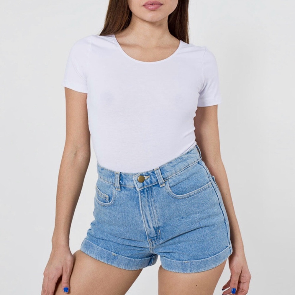 American Apparel High-Waisted Medium Wash Denim Shorts